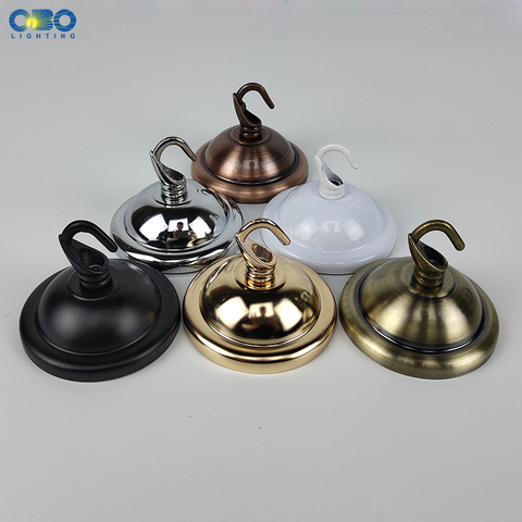 Ceiling Plate Base Black/White/Bronze/Gold/  66mm DIY Round Iron+ Hook Ceiling Mount Pendant Lamp Base ► Photo 1/6