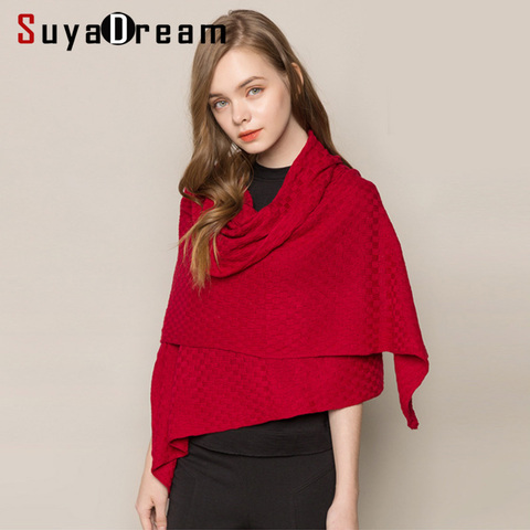 SuyaDream Winter Cashmere Warm Scarf 185cm Length 85%Silk 15%Cashmere Comfortable Knitted Solid Scarfs 2022 New ► Photo 1/6