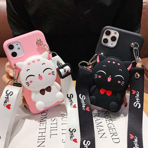 3D Cartoon Cat Wallet Case For Samsung Galaxy J8 J7 Prime Neo J6 Plus J4 Core J2 Pro 2022 Cute Soft TPU Cover ► Photo 1/6