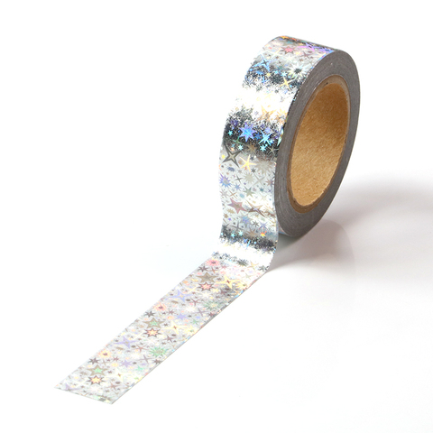 15mm*10m The shining stars laser Masking Washi Tape Decorative Adhesive Tape Decora Diy Scrapbooking Sticker Label Stationery ► Photo 1/2