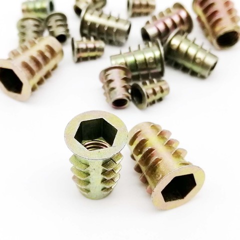 10X M4 M5 M6 M8 Metal Hexagon Hex Socket Head Embedded Insert Nut E-Nut for Wood Furniture Inside and Outside Thread Zinc-alloy ► Photo 1/6