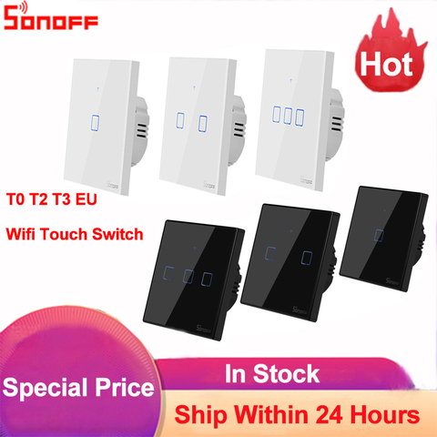 Sonoff TX T0 T2 T3 EU Smart Switch WiFi Touch Wall Light Switch Smart Home Remote Control Wireless Timer Switch Via Ewelink APP ► Photo 1/6