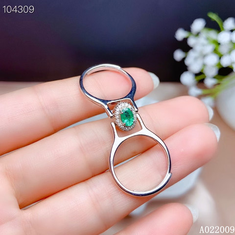 KJJEAXCMY fine jewelry 925 sterling silver inlaid natural emerald ruby Two wear new ring luxury girl's ring support test ► Photo 1/6