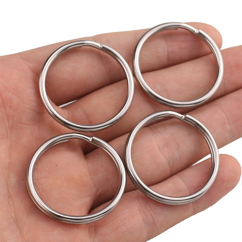 10pcs/lot Stainless Steel Hole Key Ring Key Chain 15/20//25/28/30/32/mm Women Steel Round Split Cute  Keychain Gifts for Men ► Photo 1/6