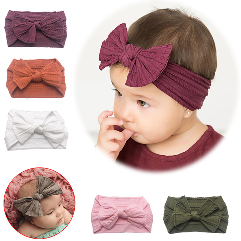 Baby Bunny Solid Bowknot Elastic Nylon Hair Band Headwrap Hair Accessories New