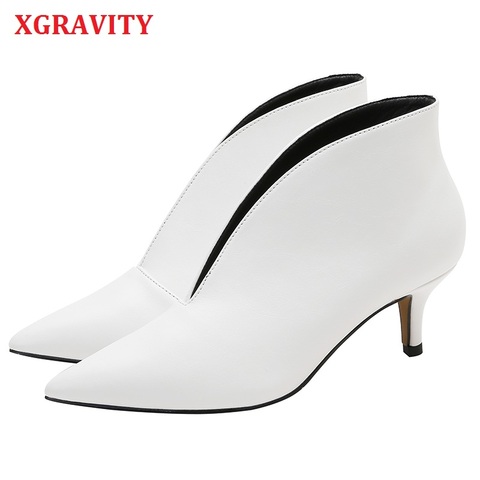 XGRAVITY 2022 Pop Sexy Pointed Toe Girl Thin Heel Woman Boots Deep V Design Lady Fashion Shoes Elegant European Women Shoes S071 ► Photo 1/6