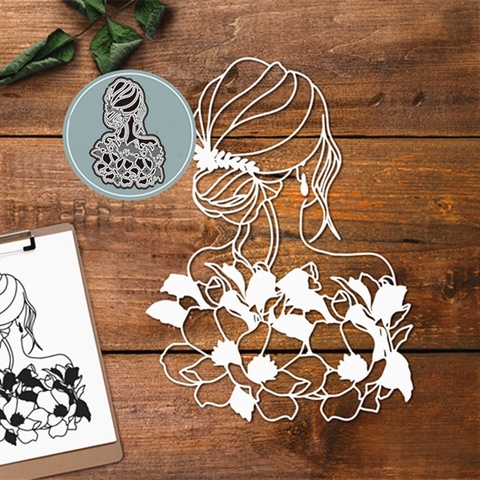 Crazyclown FLOWER LADY Metal Cutting Dies Stencils for DIY Scrapbooking Stamping Die Cuts Paper Cards Craft ► Photo 1/3