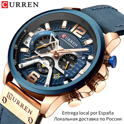 Wristwatch Mens CURREN 2022 Top Brand Luxury Sports Watch Men Fashion Leather Watches with Calendar for Men Black Male Clock ► Photo 1/6