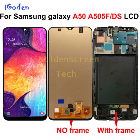 For Samsung Galaxy A50 SM-A505FN/DS A505F/DS A505 LCD Display Touch Screen Digitizer Assembly With Frame For Samsung A50 lcd ► Photo 1/6