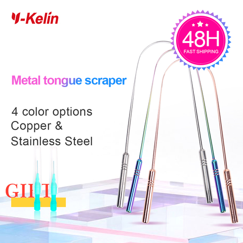 Y-Kelin Tongue Scraper Stainless Steel Oral Tongue Cleaner Brush Fresh Breath Cleaning Coated Tongue Toothbrush Oral Hygiene ► Photo 1/6