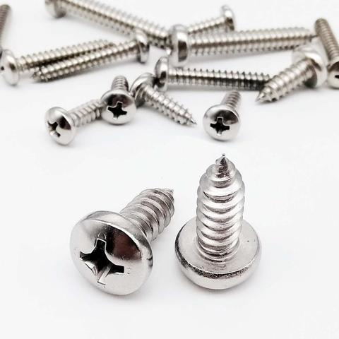 10/50pcs M3.5 M3.9 M4.2 M4.8 M5.5 M6.3 304 A2-70 stainless steel Cross Phillips Pan Round Head Self tapping Furniture Wood Screw ► Photo 1/6