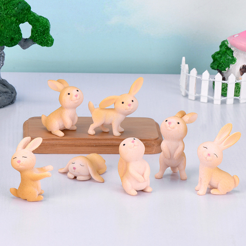 Lovely Rabbit Miniature Figurine Micro Landscape Ornament Mini Animal Fairy Garden Decoration Kids Room New Year home decor 1PC ► Photo 1/1