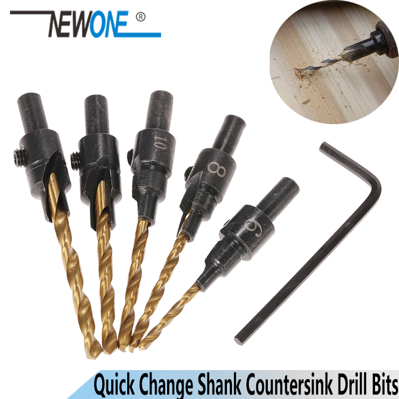 HSS 4241 4PCS Woodworking Countersink Drill Bit Set 1/4 Hex Shank Counterbore 
