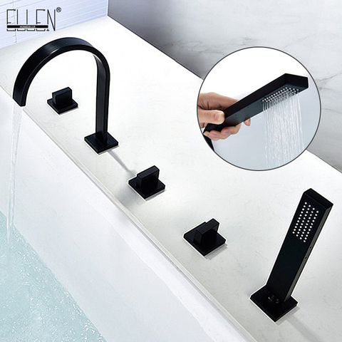 ELLEN Bathtub Faucets Mixer for Bath Tub Square 5 Hole Hot and Colder Water Crane with Hand Shower Chrome Finished  EL7911B ► Photo 1/6