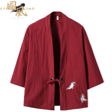 Crane Embroidery Haori Kimono Harajuku Japanese Style Plus Size Men Samurai Costume Yukata Asian Clothes Cardigan Women Jacket ► Photo 1/5