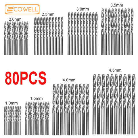 30% Off 80pcs Professional HSS M2 Twist Drill Bits Metal Jobber Drills Split Tips Bits 1mm 1.5mm 2mm 2.5mm 3mm 3.5mm 4mm 4.5mm ► Photo 1/6
