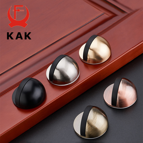 KAK Zinc Alloy Rubber Door Stopper  Black Gold Nail-free Sticker Hidden Door Holder Catch Floor Mounted Door Stop Door Hardware ► Photo 1/6