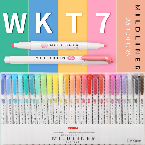 ZEBRA Mildliner WKT7 Highlighter Soft Color Double Head Hand Account Marker Students Use Color Thick Outline Highlighter Set ► Photo 1/6