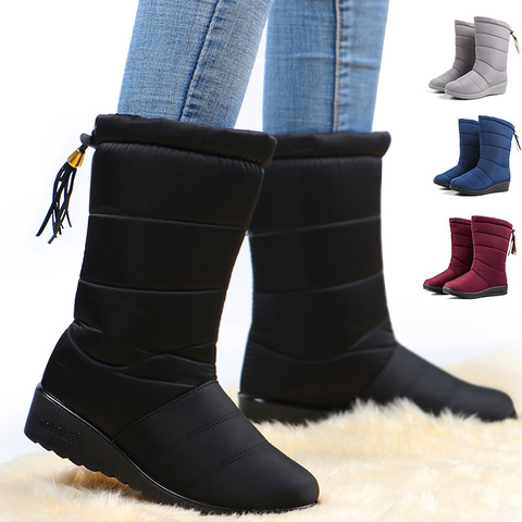 Waterproof Winter Snow Boots Women Ankle Boots Fur Plush Down Shoes Tassel Black Women Booties Fashion Botas Mujer Invierno 2022 ► Photo 1/6