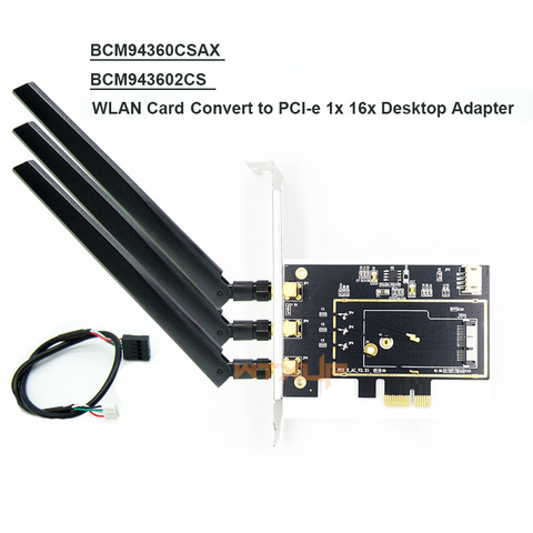 BCM94360CSAX/BCM943602CS/BCM94331csax WLAN Card convert To PCI-e 1x 16x Desktop PC WIFI WLAN Adapter for Apple WIFI Card ► Photo 1/6