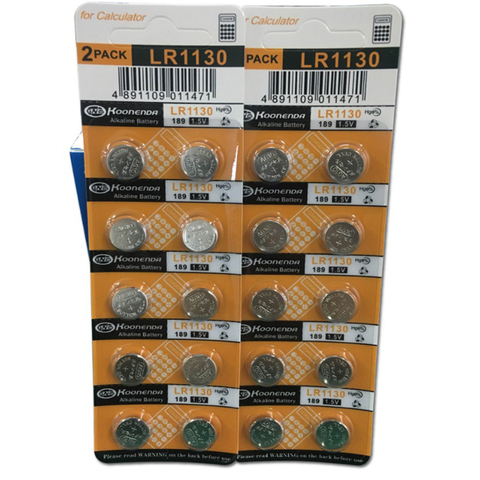 10pcs 1.55v AG10 LR1130 389A 198 LR54 Button Batteries 189 LR54 Cell Coin Alkaline Battery SR54 389 189 For Watch Computers ► Photo 1/4