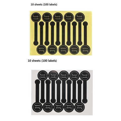 100pcs Long Style Handmade Stickers Black Seal Labels Baking Gift Packaging Biscuit Bag Sticker Decoration ► Photo 1/6