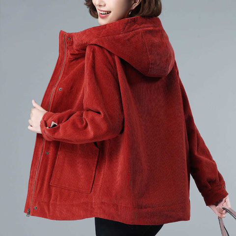 Plush corduroy jacket women's short 2022 spring and autumn new casual ladies loose hooded warm jacket L13 ► Photo 1/6