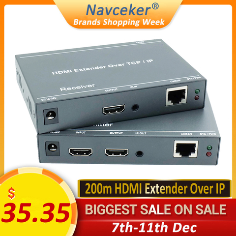 2022 ZY-DT209 RJ45 HDMI Extender IP Over UTP/STP CAT5 CAT5e CAT6 Extensor HDMI With IR LAN Network 200m HDMI Extender Ethernet ► Photo 1/6