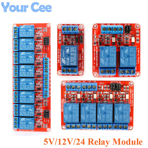 2 12V 1 4 8  Channel Relay High Low Level Optocoupler Module Blue