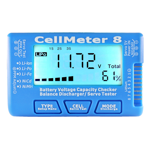 LCD Digital Battery Capacity Checker CellMeter RC CellMeter8 2-8S 4-8S Servo LiPo Li-lon NiMH Battery Tester RC CellMeter7 ► Photo 1/6