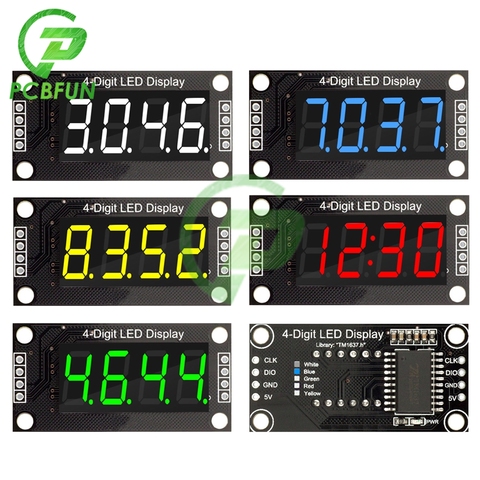 0.36 inch 4 Digit 7 Segments Digital Tube TM1637 Display Module White Blue Green Yellow Red Led Display Module Board for Arduino ► Photo 1/6