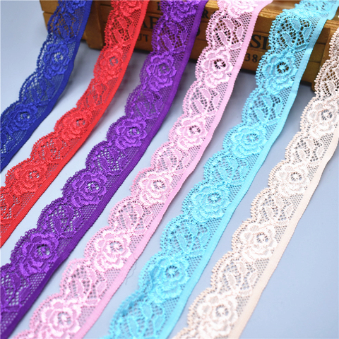 2022 New high quality stretch elastic lace ribbon Tape 25mm wide Trims  lace trimmings For Sewing decoration african lace fabric ► Photo 1/6