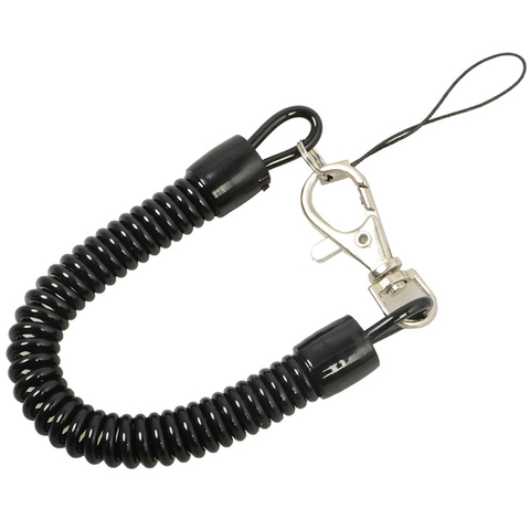 Lobster Clasp Hook Spring Stretchy Coil Keyring Keychain Strap Rope Cord Swivel Lobster Clasp Clips Key Hooks Black Wholesales ► Photo 1/6
