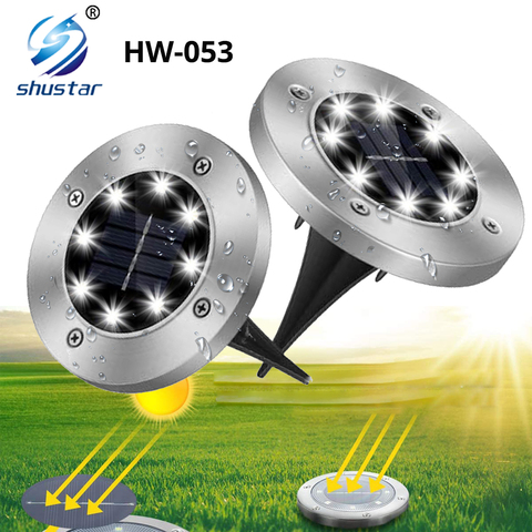 8 LED Solar Powered Light Outdoor Garden Disk Lamp Waterproof Landscape Lighting for Yard Deck Patio Light Sensor Lawn Lights ► Photo 1/6