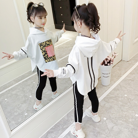 Girls Autumn Spring Striped Clothing Set 2pcs Long Sleeve Cotton Hooded Tops +Pants Tracksuit Boutique Children's Clothes Outfit ► Photo 1/6