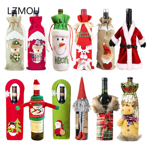 New Year 2022 Gift Santa Claus Wine Bottle Dust Cover Xmas Noel Christmas Decorations for Home Navidad 2022 Dinner Table Decor ► Photo 1/6