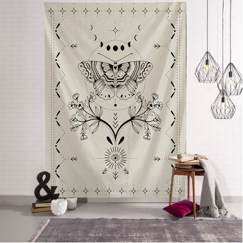 Simple Tarot Flower Butterfly Pattern Tapestry Blanket Psychedelic Witchcraft Wall Hanging Bohemia Gypsy Home Bedroom Decorating ► Photo 1/6