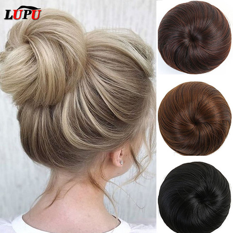 LUPU Synthetic Hair Bun Elastic Scrunchie Chignon Clips In Fake Hair Extensions High Temperture Fiber Hairpieces Headwear ► Photo 1/6