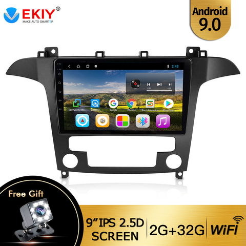 EKIY 9'' IPS Car Radio Android 9.0 Auto Stereo Multimedia For Ford S-Max Ford S Max 2007 2008 GPS Navi Navigation WiFi Car DVD ► Photo 1/6