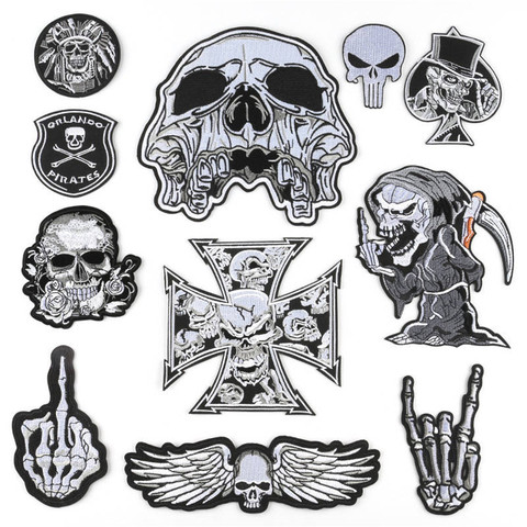 Goth Gothic Patches for Clothing Iron-on Badges Black Applique For Jacket Decorative Ironing Skull Patch On Clothes Stickers ► Photo 1/6