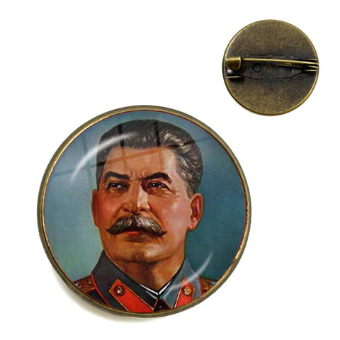 Soviet USSR Stalin Lenin Brooches Classic Red Star Hammer Sickle Communism Emblem CCCP Glass Cabochon Collar Pins Jewelry Gift ► Photo 1/6