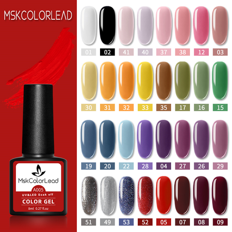 Msk Color Lead Nail Gel Polish 60 Colors Nail Gel 8ML For Baking Nail Art Manicure Semi Permanent Top Coat UV LED Gel Varnish ► Photo 1/6