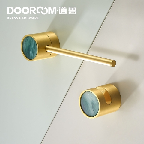 Dooroom Brass Furniture Handles Latch Lock Nordic Wardrobe Dresser Cupboard Cabinet Pulls Knobs ► Photo 1/6