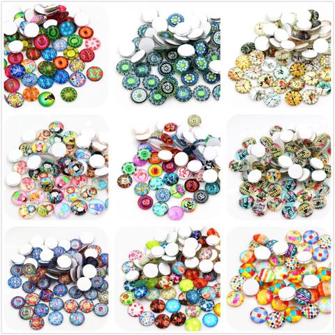 50pcs/Lot 12mm Colorful Fashion Photo Glass Cabochons Mixed Color Cabochons For Bracelet earrings necklace Bases Settings ► Photo 1/6