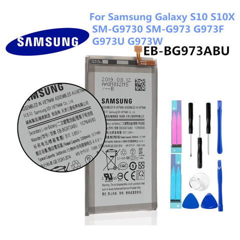 Genuine Battery EB-BG973ABU for Samsung Galaxy S10 S10X SM-G973 G973F G973U G973W G9730 Cellphone Batteria 3300mAh Akku +Tools ► Photo 1/3