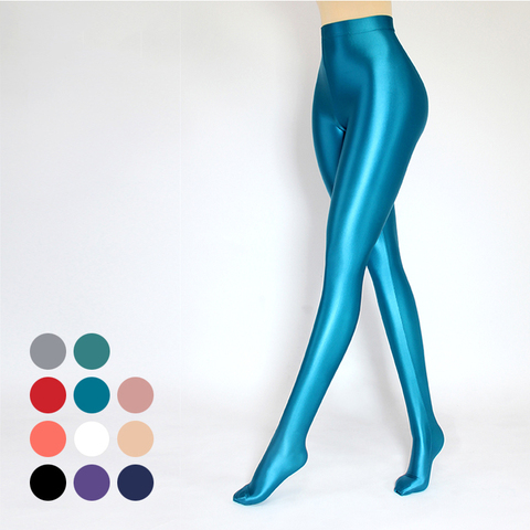 DROZENO 2022 new solid color leggings High-waisted loaf pants Oily and silky shiny pants, thin body-fitting tights and tights ► Photo 1/6