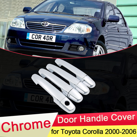 for Toyota Corolla 2000 2001 2002 2003 2004 2005 2006 E120 E130 Chrome Door Handle Cover Trim Catch Cap Car styling Accessories ► Photo 1/6