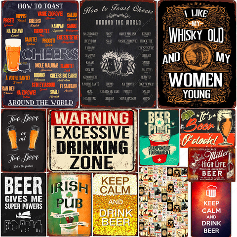 How To Toast Cheers Around The World Plaque Vintage Metal Tin Sign Pub Bar  Home Decor Beer Party Sign Man Cave Wall Poster N371 - Price history &  Review