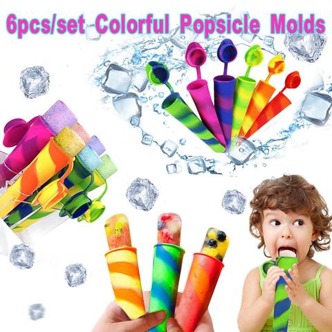 Silicone Popsicle Molds for kids, Set of 6 Reusable Ice Pop Mold Popsicle  Maker with Lids 