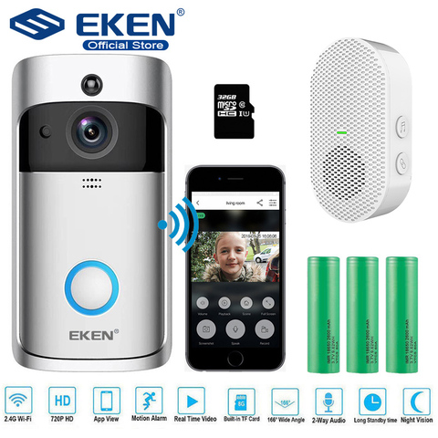 EKEN V5 Video Doorbell Smart Wireless WiFi Security Door Bell Visual Recording Home Monitor Night Vision Intercom door phone ► Photo 1/6
